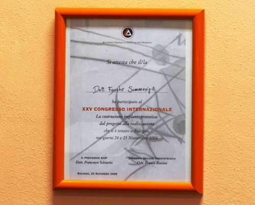Congresso costruzione implantoprotesica - Dottor Fausto Sommovigo Dentista