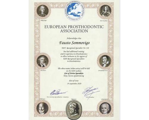 European Prosthodontic Association - Dottor Fausto Sommovigo Dentista
